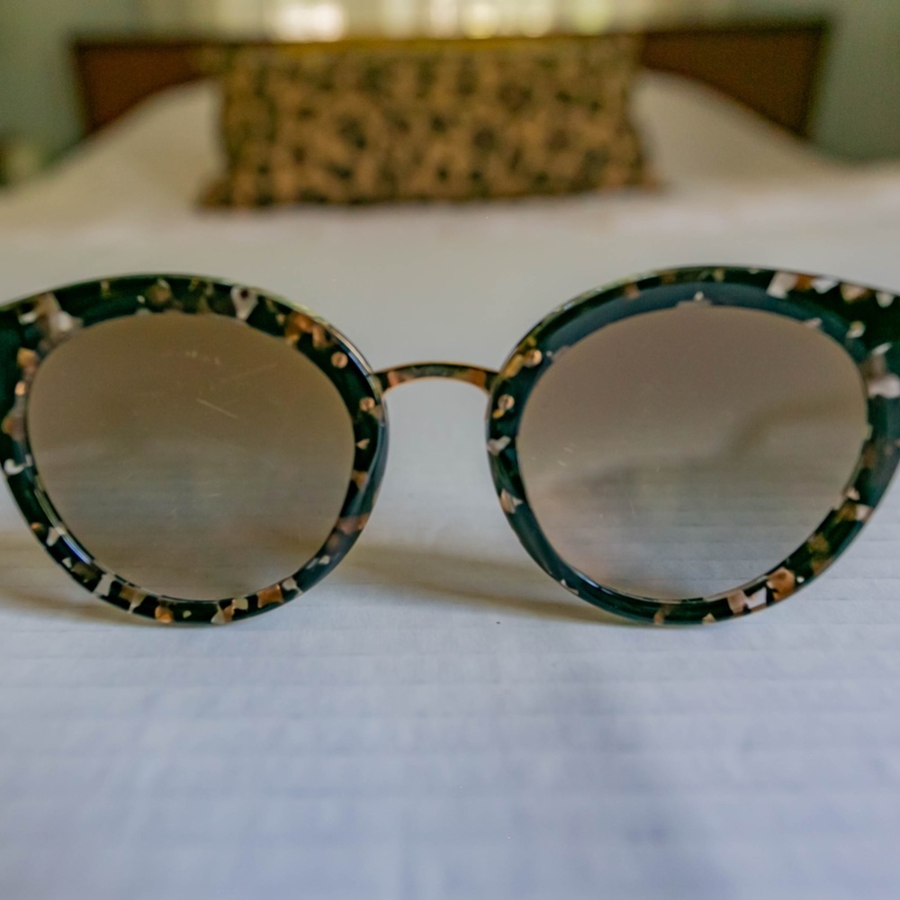 DOLCE & GABBANA Cube Black /Gold & Patterned Round Women's 52 mm Sunglasses - Picture 7 of 14